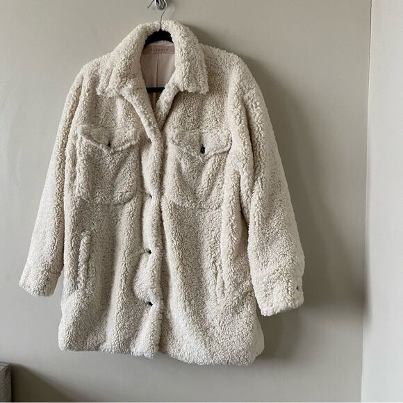 Esqualo-Fluffy Soft Teddy Coat- Off White - Picture 6 of 15